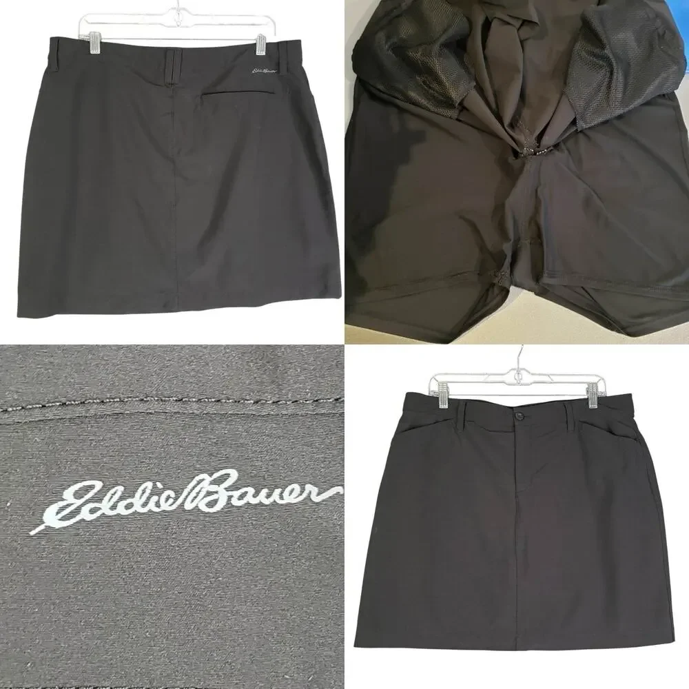 Eddie Bauer Black Skort Mini Skirt Activewear Outdoor Golf Stretch Size 14